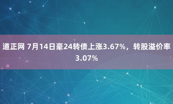 道正网 7月14日豪24转债上涨3.67%，转股溢价率3.07%